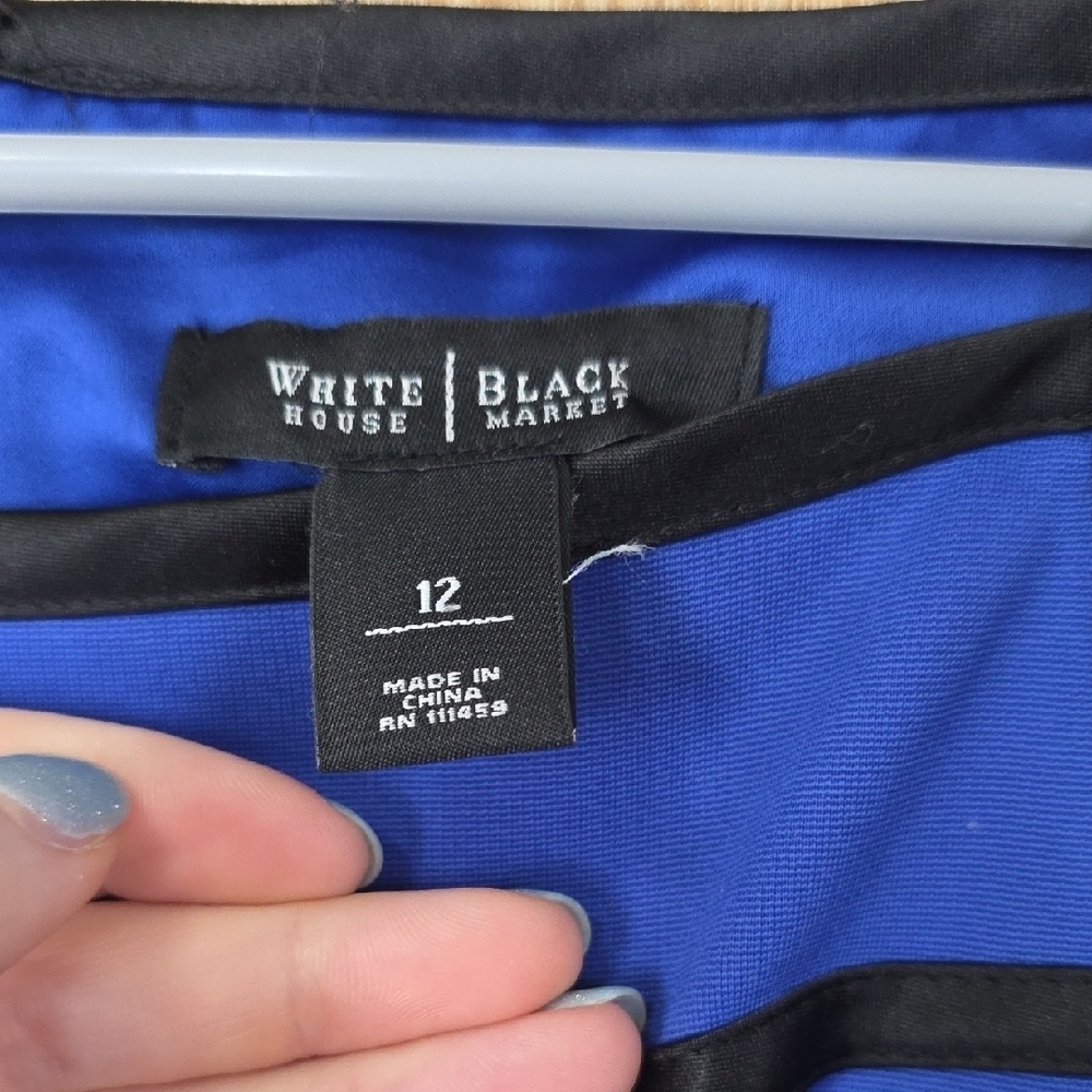 White House Black Market Blue and Black Mini Dress - Picture 2 of 8